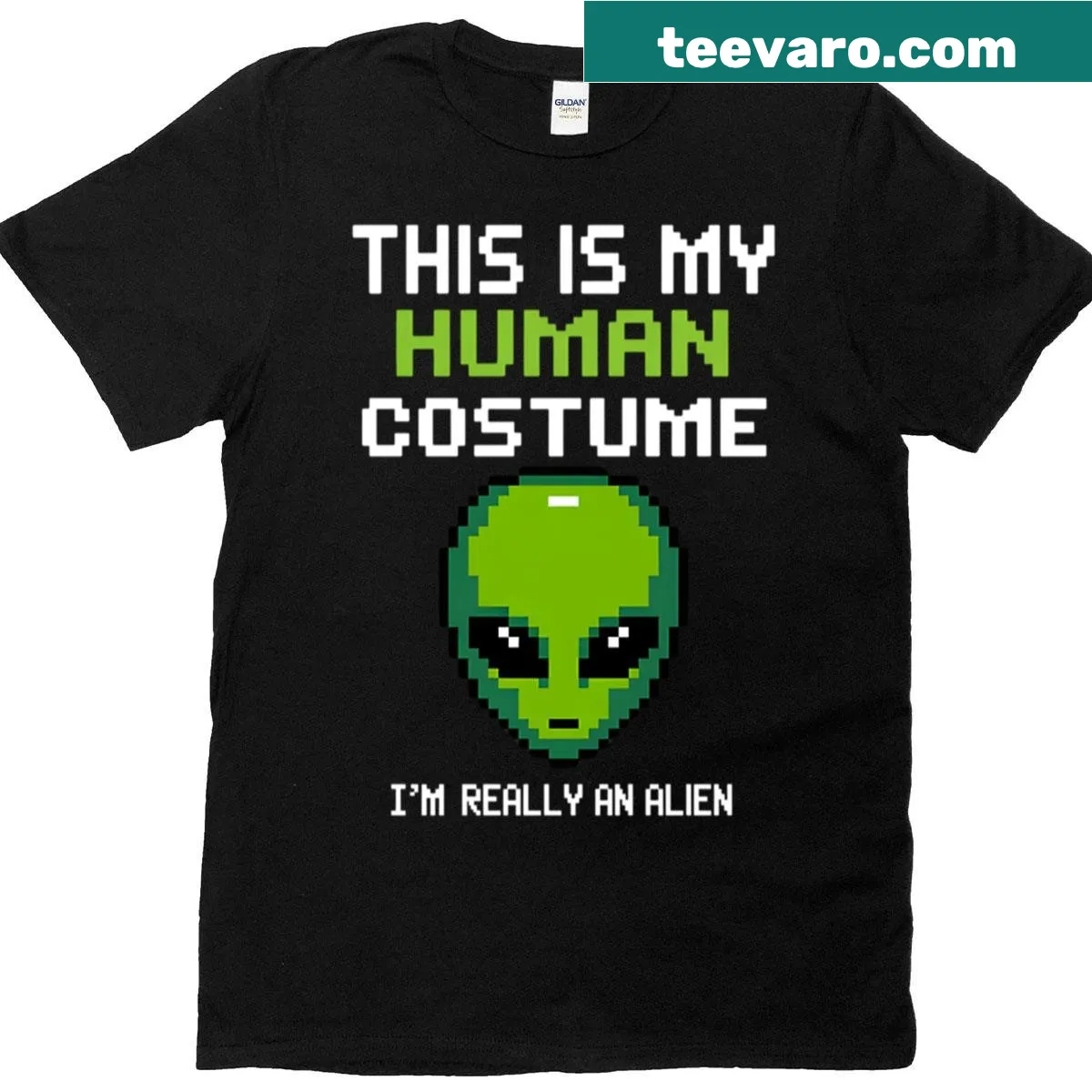 Oversized t-shirt with the funny quote about being an alien. — on a men's t-shirt