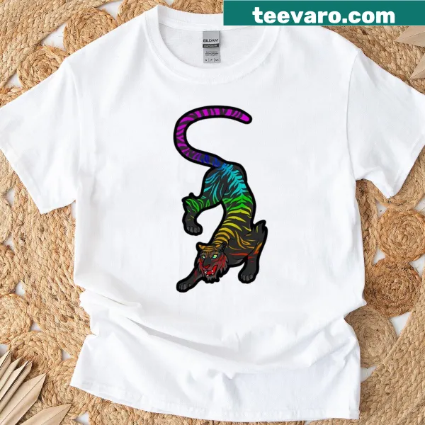 Tiger illustration with a prism design on a T-shirt
