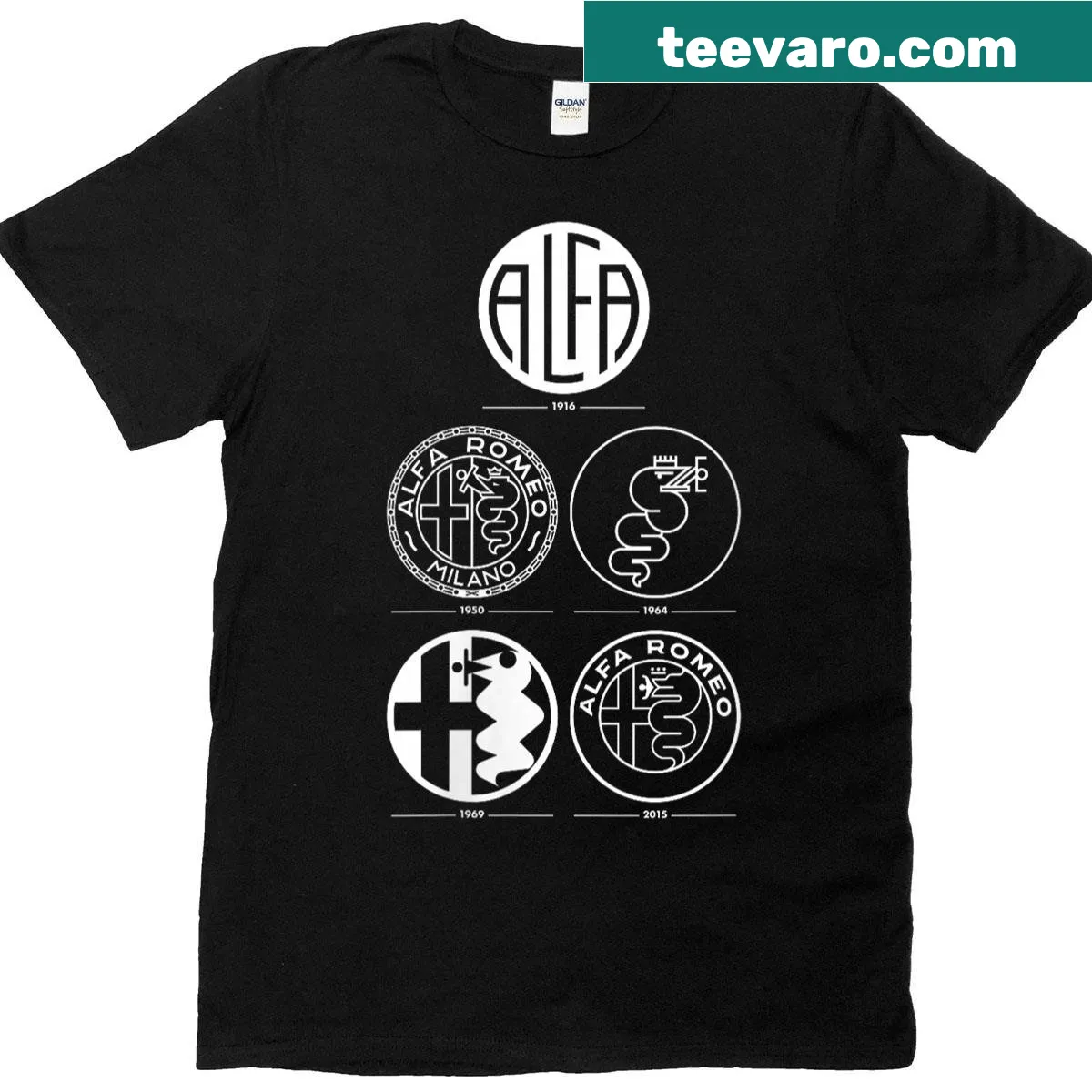 Alfa logo design showcasing brand evolution on a T-shirt — on a men's t-shirt