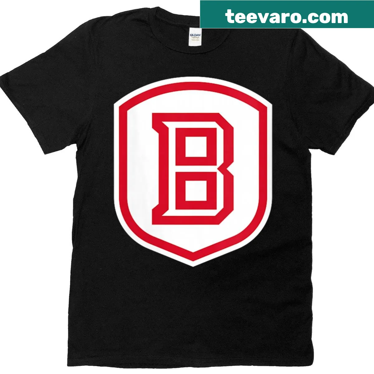Women's t-shirt featuring Bradley University Braves logo — on a men's t-shirt