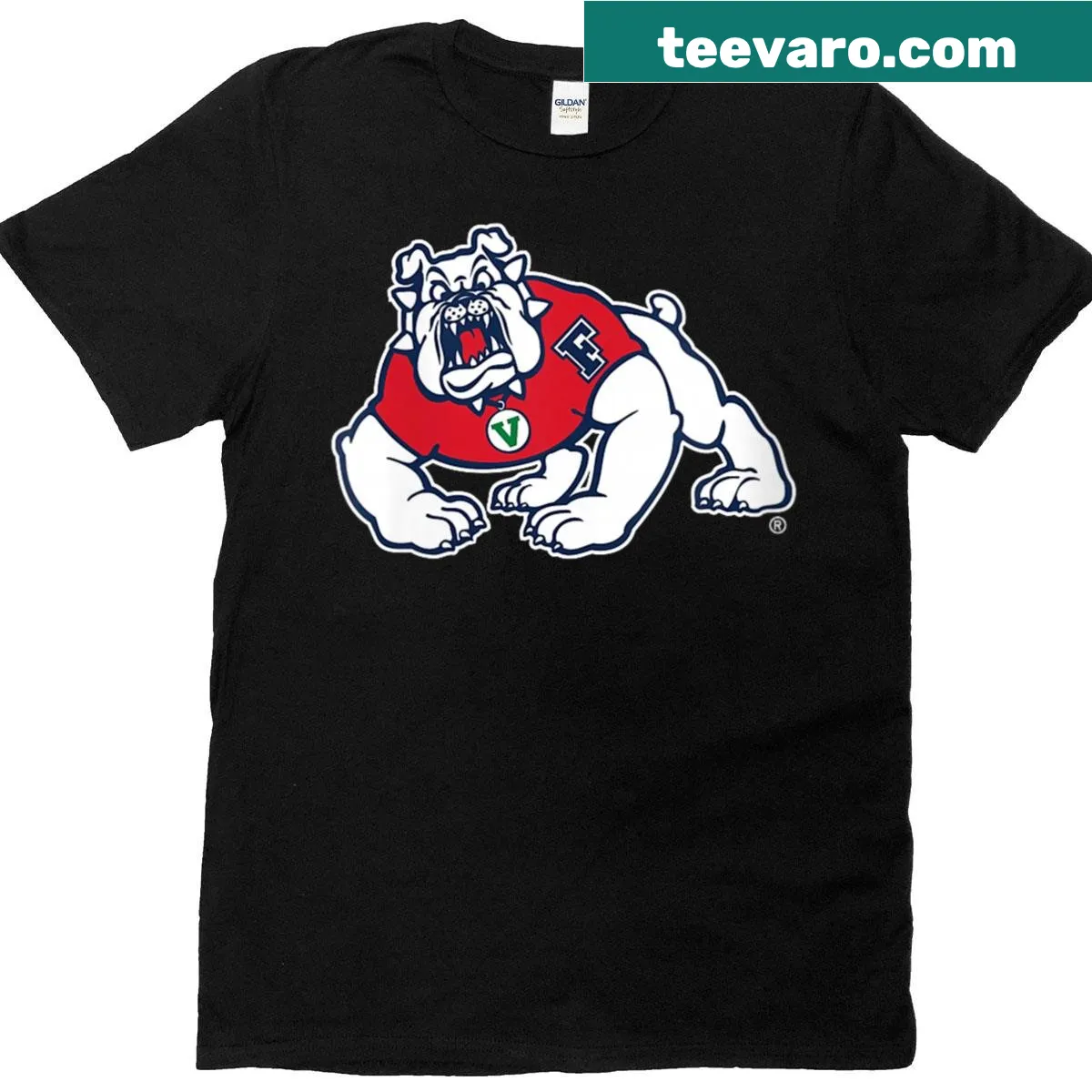 Fresno State University Bulldogs logo T-shirt — on a men's t-shirt