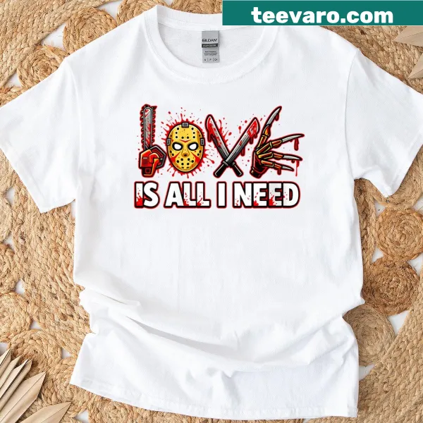 Funny horror-themed Valentine's t-shirt with slasher design