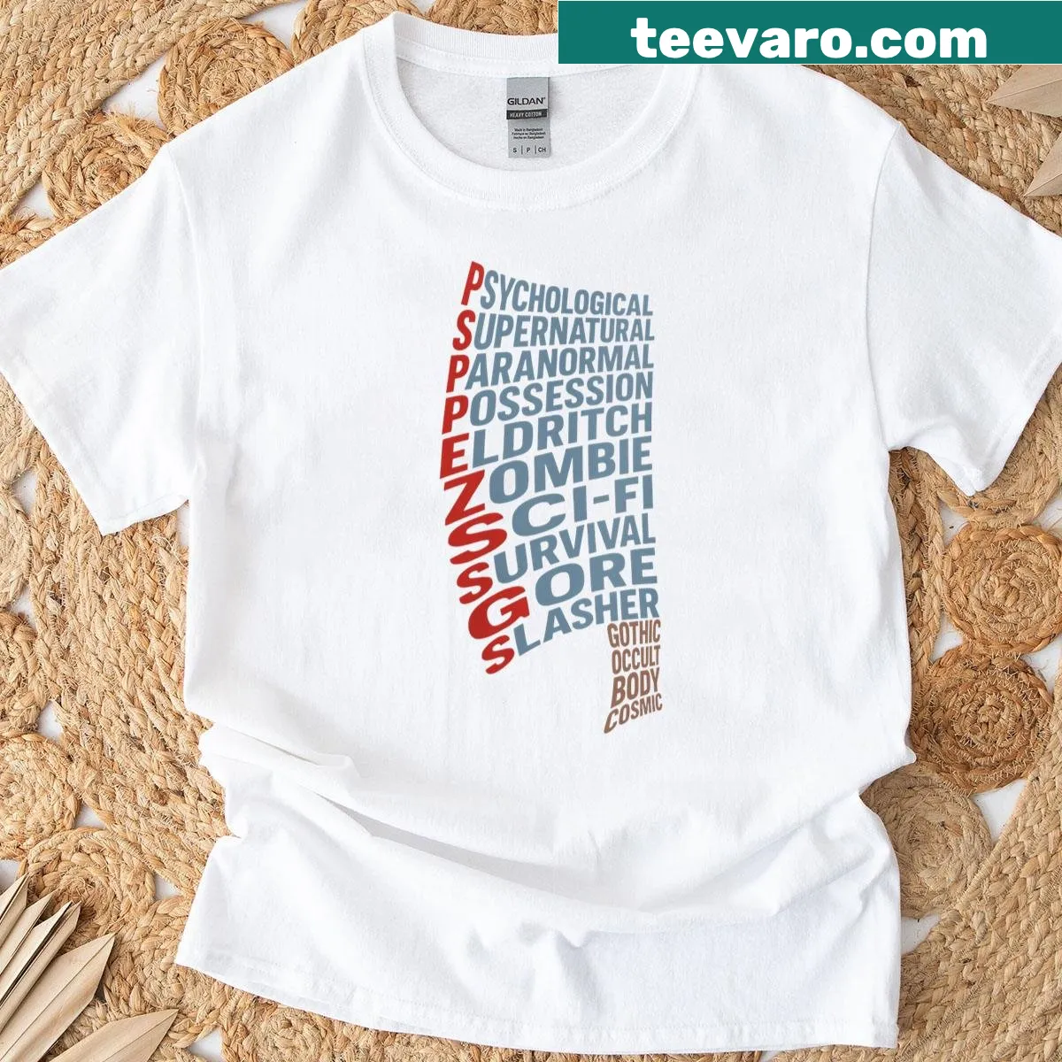 Horror movie genre t-shirt for women — on a men's t-shirt