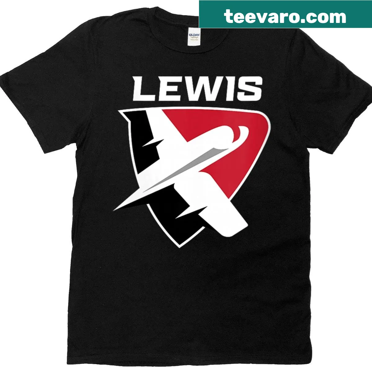 Lewis University Flyers T-shirt with primary logo graphic — on a men's t-shirt