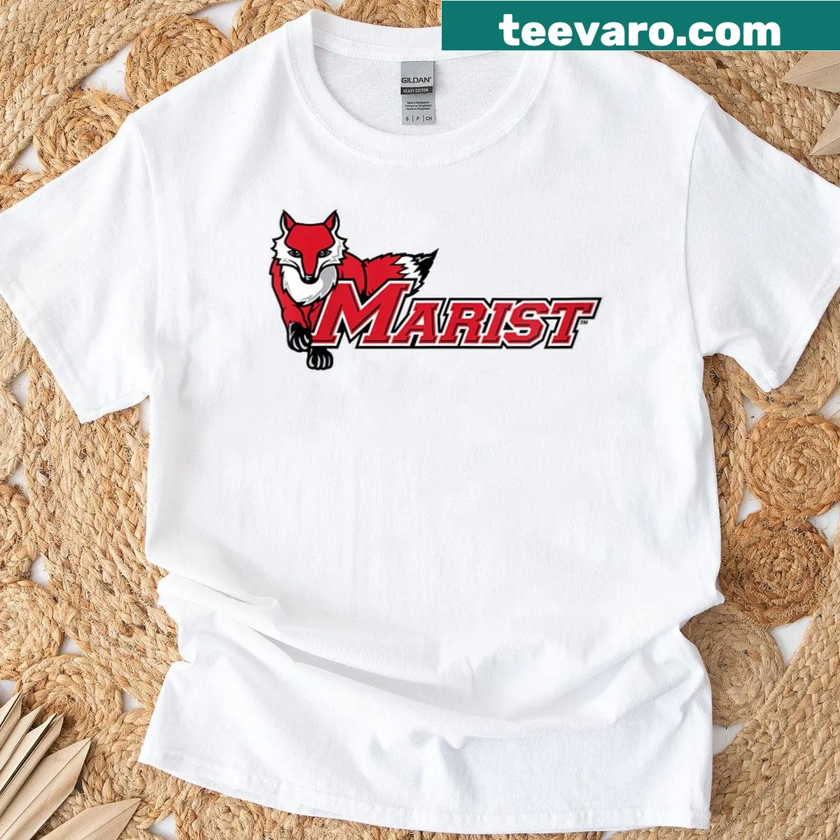 Marist College Red Foxes logo T-shirt for fans — on a men's t-shirt