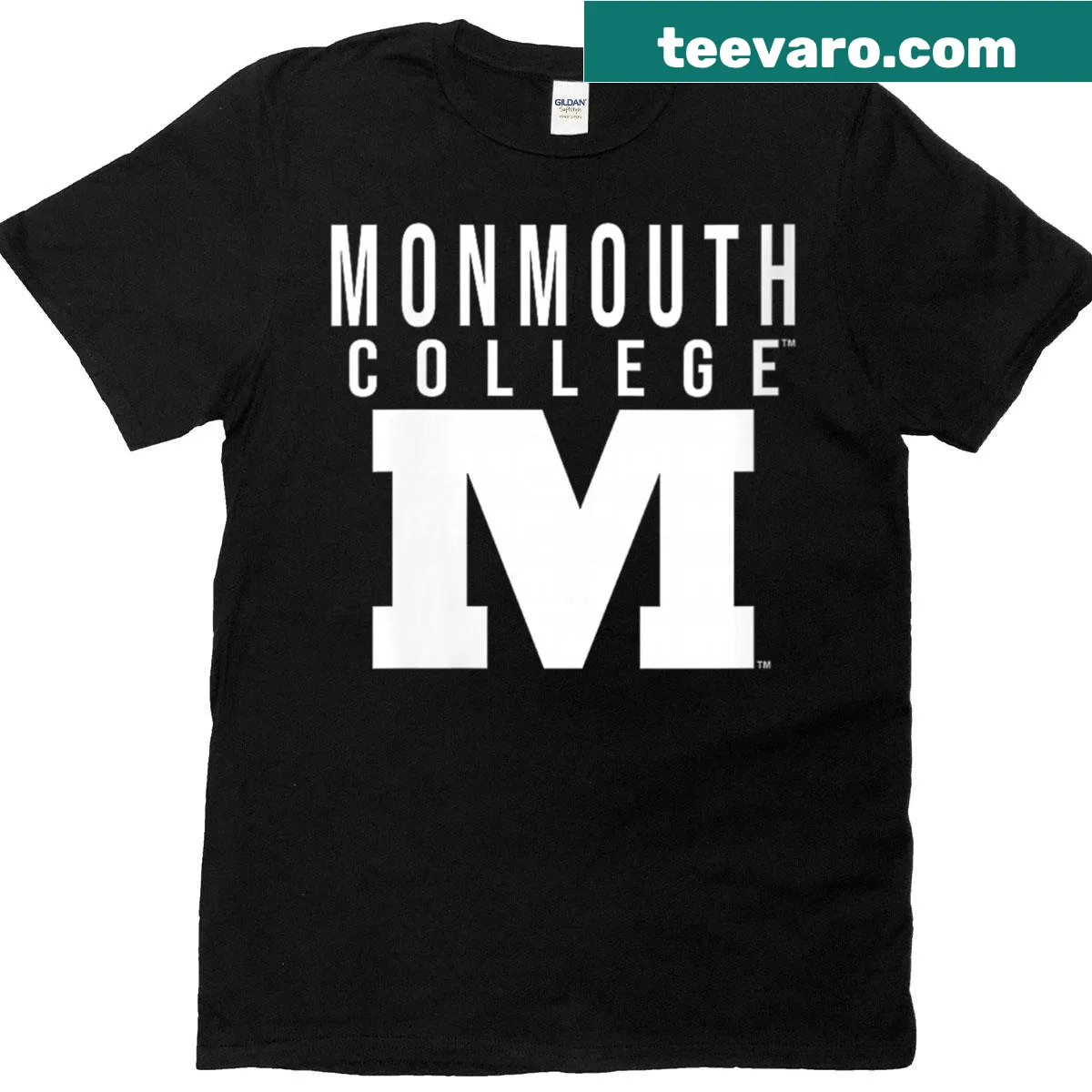 Women's T-shirt featuring Monmouth College Fighting Scots logo — on a men's t-shirt