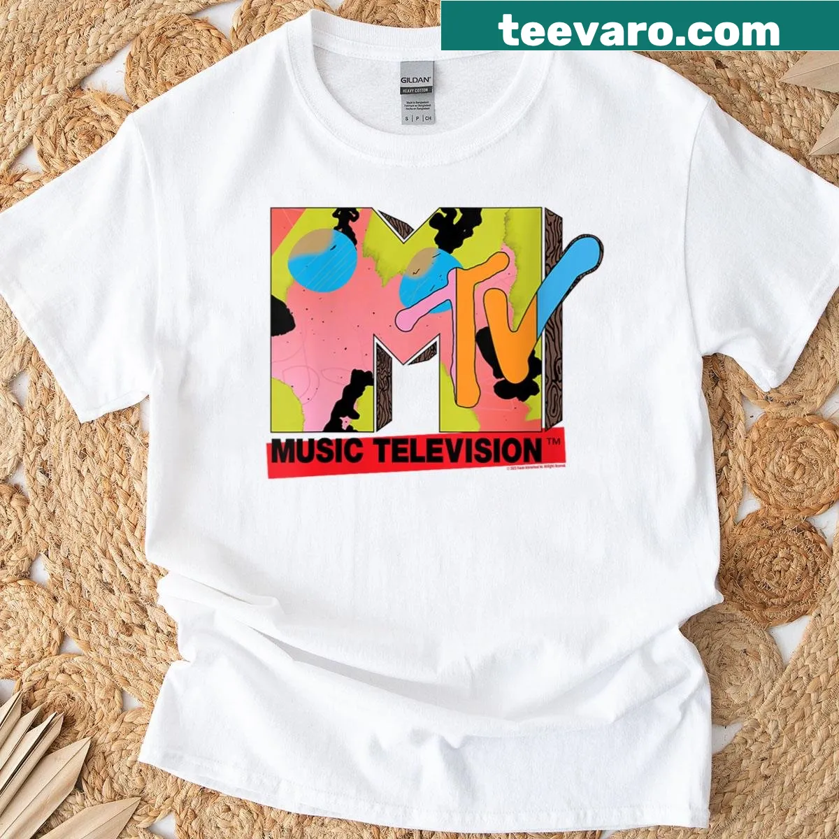 Retro shirt featuring the iconic MTV logo from the 90s — on a men's t-shirt