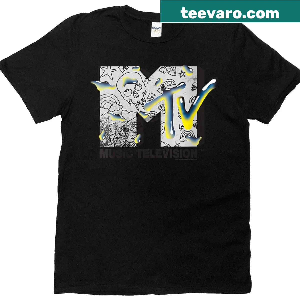 Vintage MTV logo with skull and stars on a women's T-shirt — on a men's t-shirt