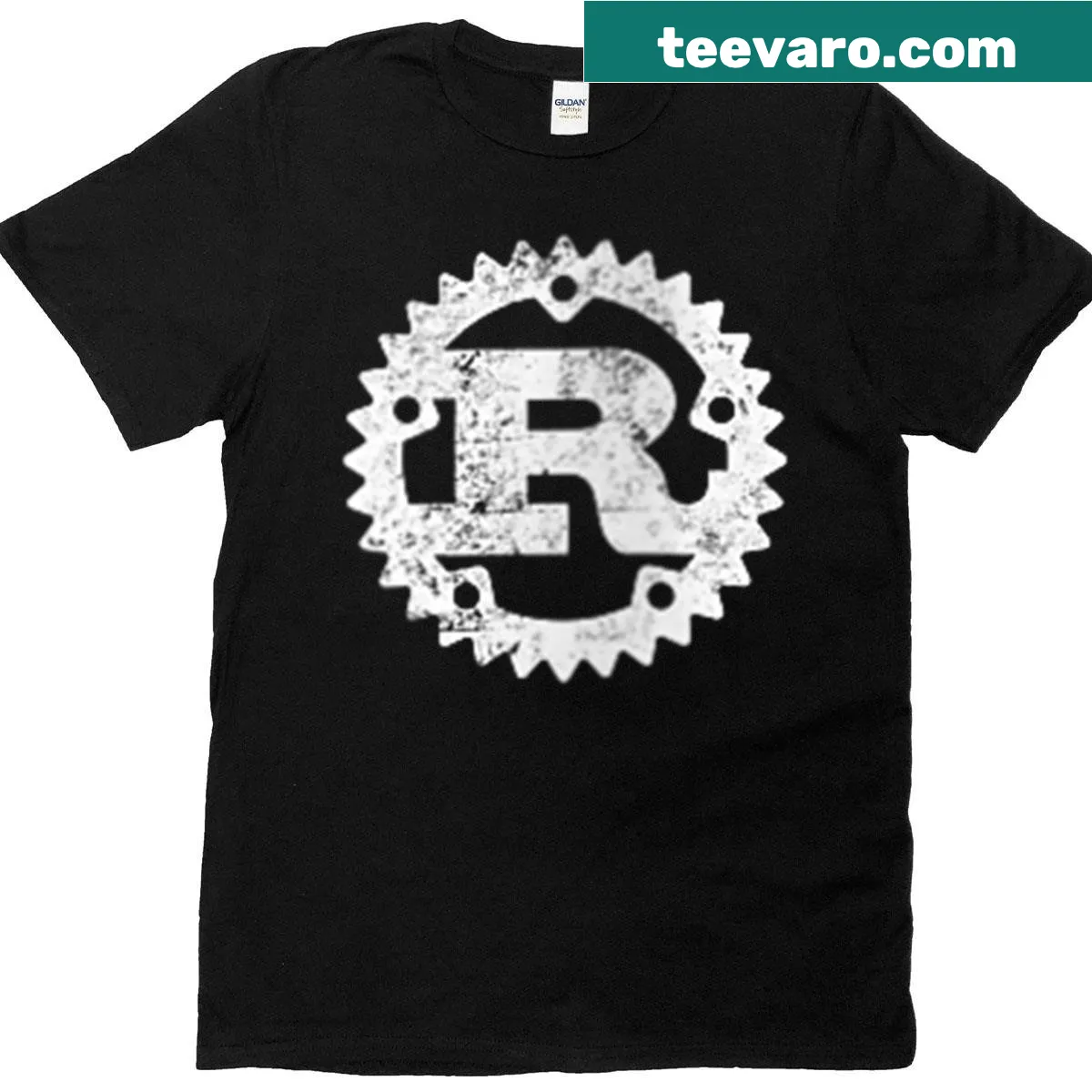 Rust programming logo T-shirt for programmers — on a men's t-shirt