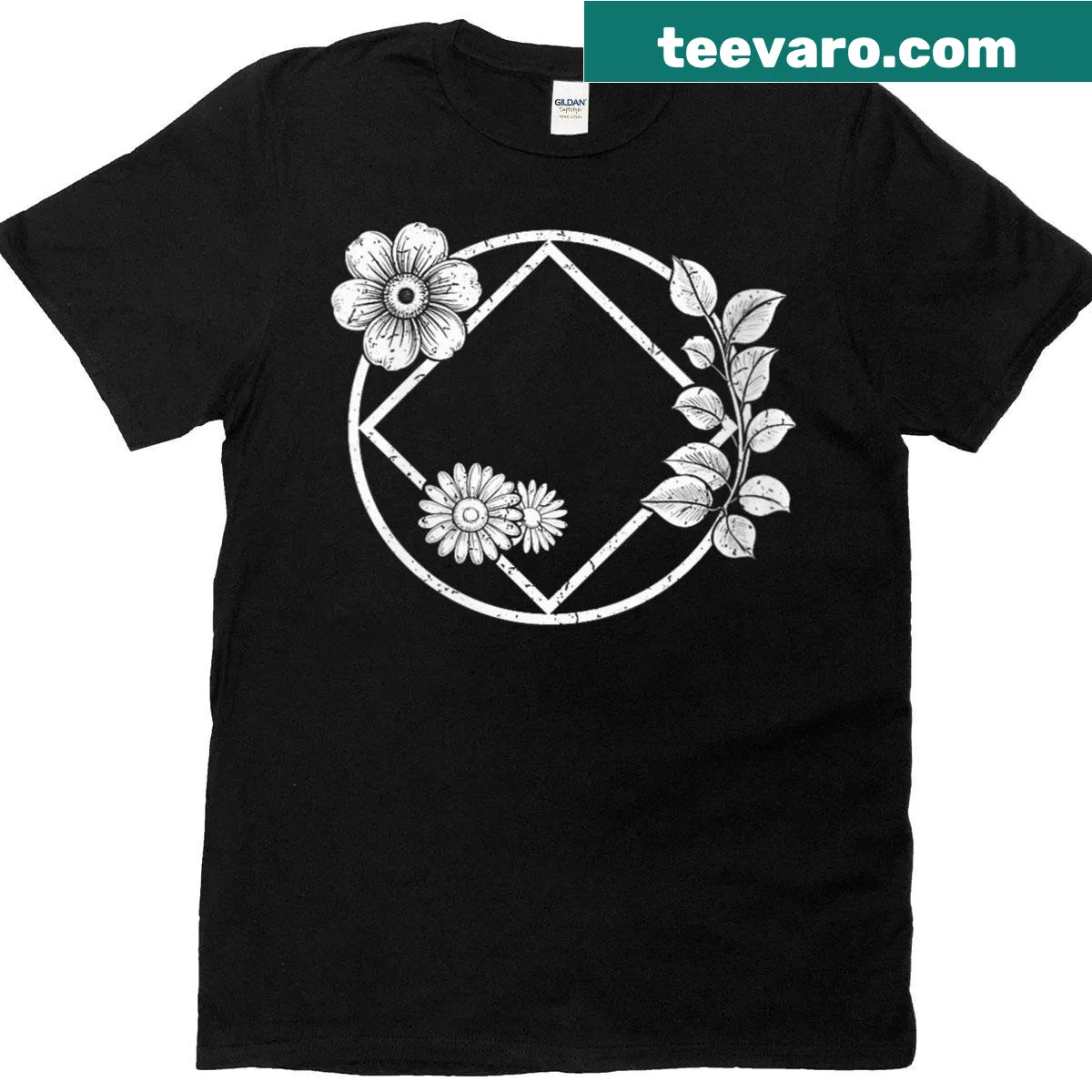 Floral NA logo with sobriety symbol on a women's T-shirt — on a men's t-shirt