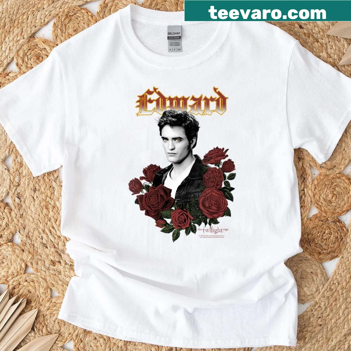Vintage Edward goth print with roses from Twilight movie. — on a men's t-shirt