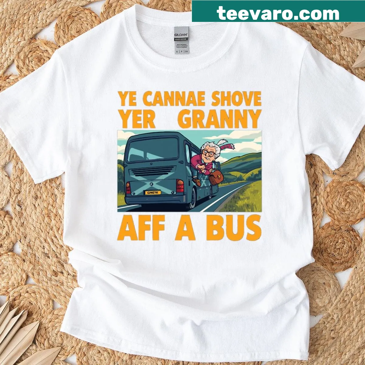 Scottish humor road trip t-shirt featuring funny phrase — on a men's t-shirt