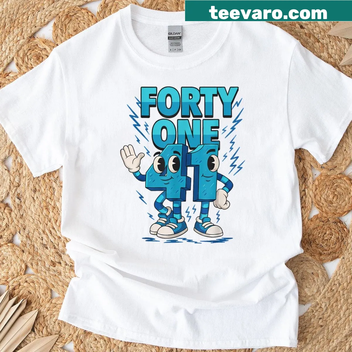 Kids gaming slang t-shirt with the number 41 and Italian themes — on a men's t-shirt