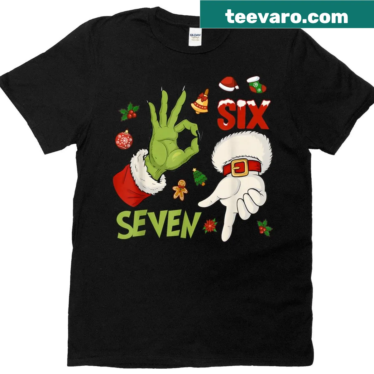 Funny Gen Z hand gesture graphic tee for Christmas — on a men's t-shirt
