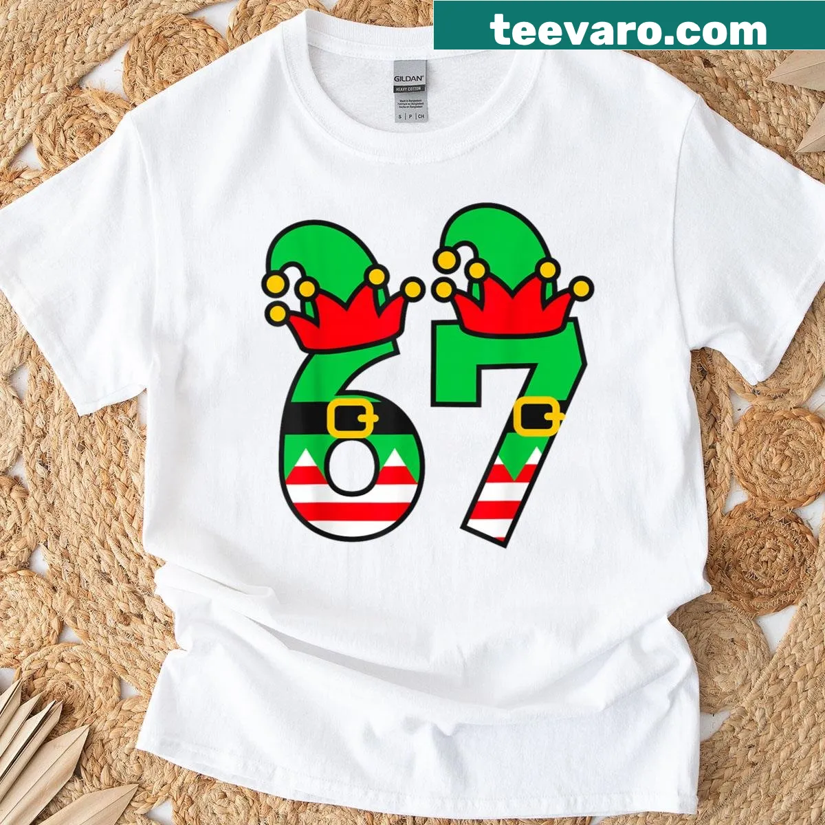 T-shirt featuring the humorous phrase '67 Meme Six Seven' — on a men's t-shirt