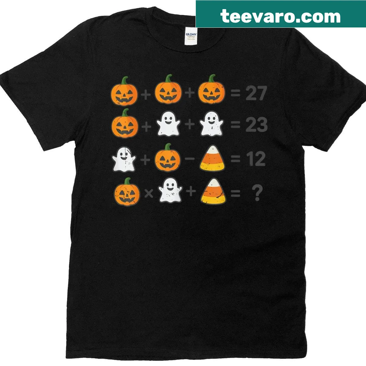 Math teacher Halloween costume t-shirt with clever math illustrations — on a men's t-shirt