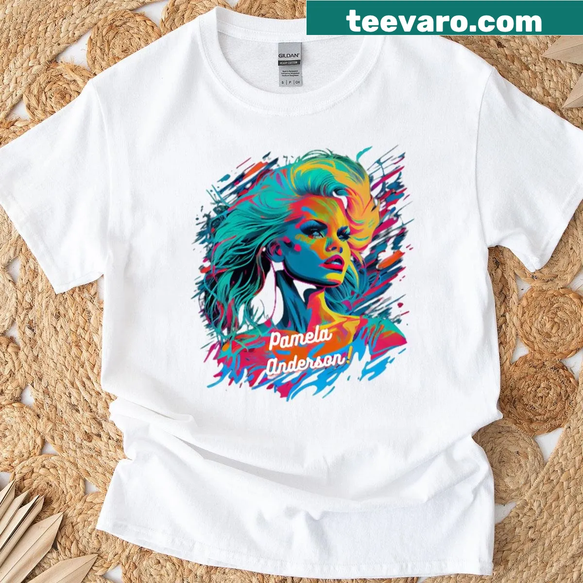 Funny shirt celebrating Pamela Anderson's iconic style — on a men's t-shirt