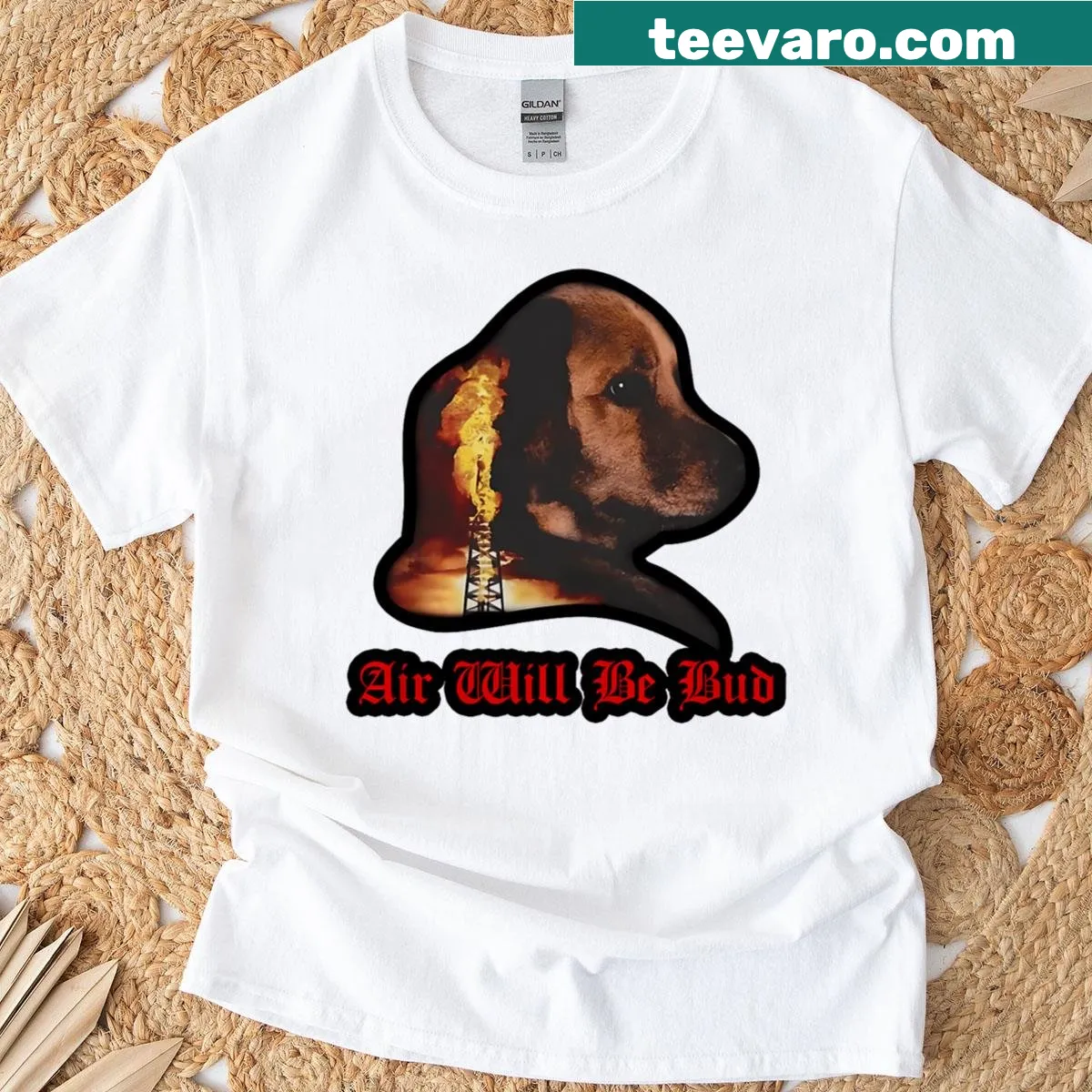 Dynamic sports illustration on the Air Will Be Bud T-shirt — on a men's t-shirt