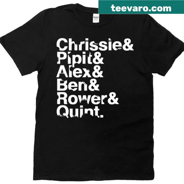 Illustrated t-shirt featuring 'All Jaws Victims' text and design