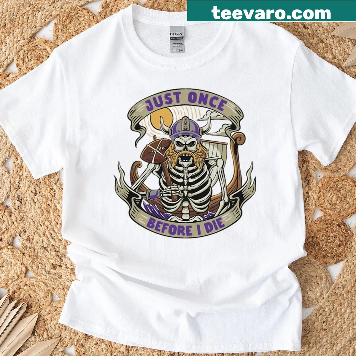 Minnesota Vikings logo badge on a T-shirt — on a men's t-shirt