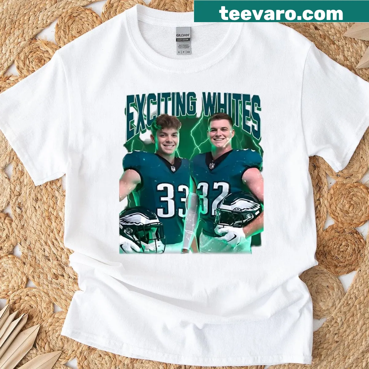 Philadelphia Eagles logo on a boxy T-shirt — on a men's t-shirt