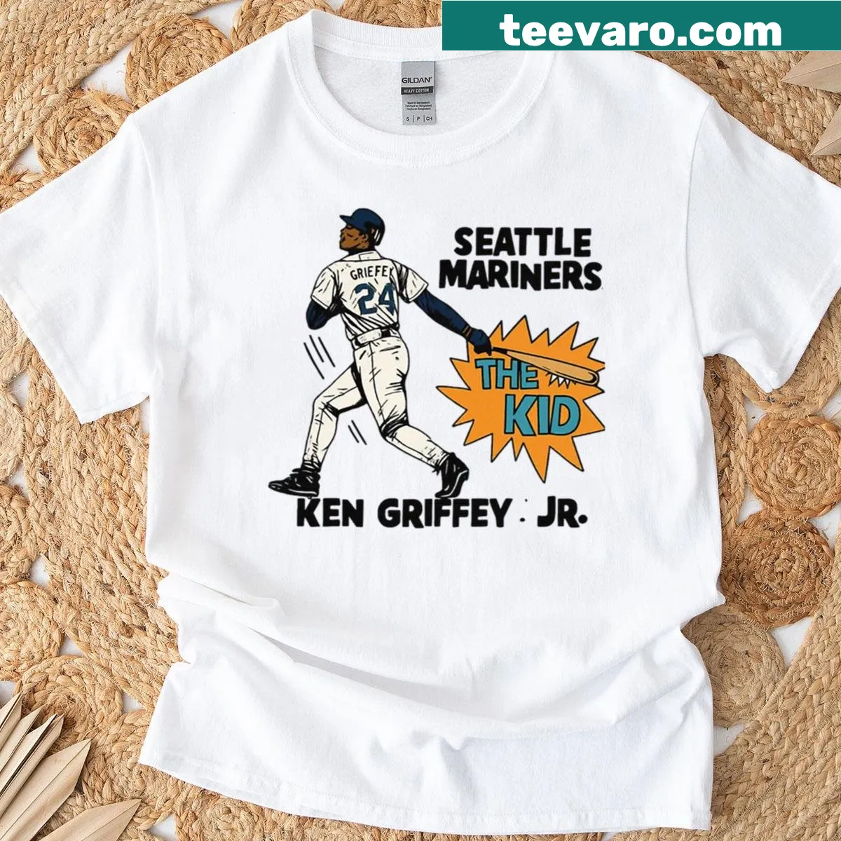 Artistic T-shirt featuring Seattle Mariners design — on a men's t-shirt