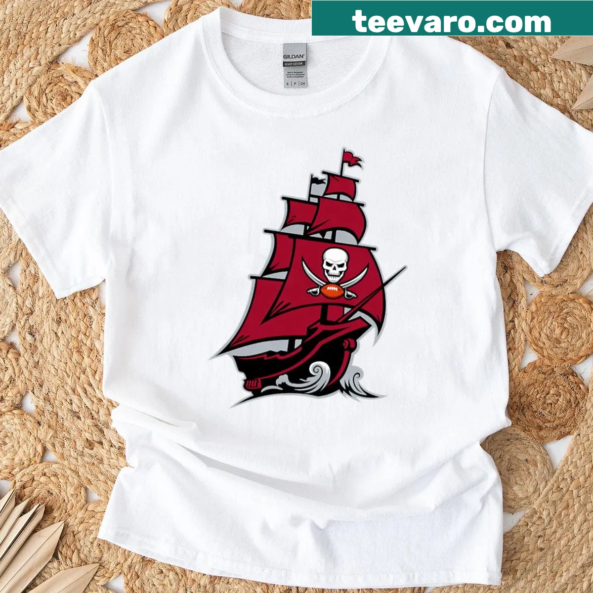 Illustrated Tampa Bay Buccaneers T-shirt showcasing the logo — on a men's t-shirt