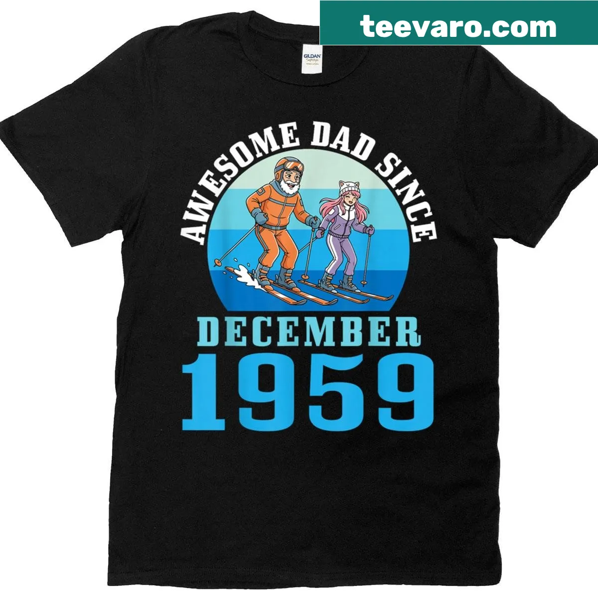 T-shirt for dad celebrating his 66th birthday with 'Awesome Dad Since December 1959' text — on a men's t-shirt