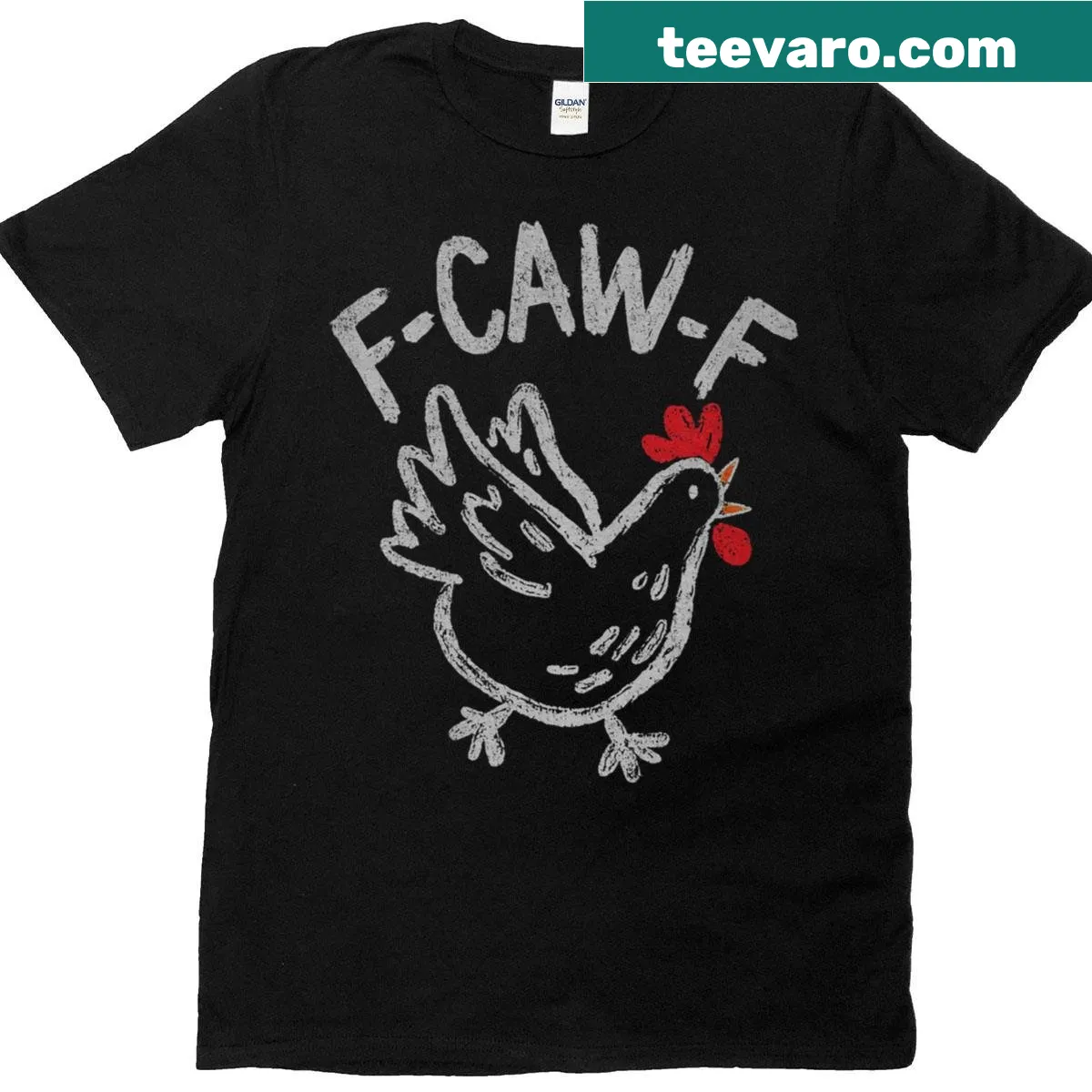 Funny chicken rooster meme graphic T-shirt — on a men's t-shirt
