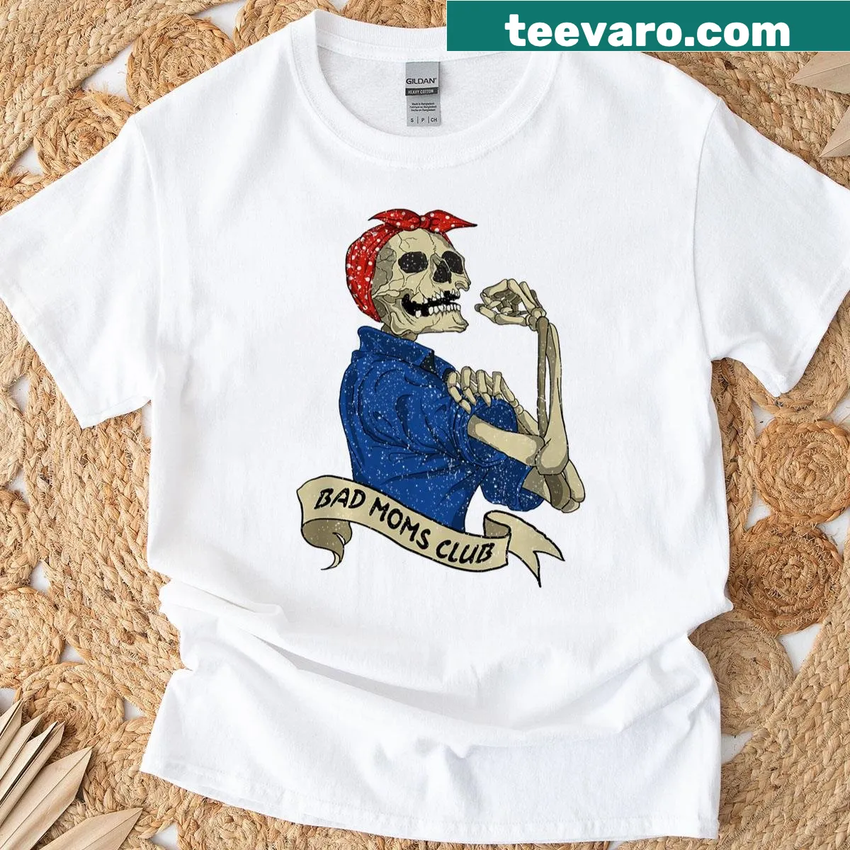 Cheeky 'Bad Moms Club' graphic on a T-shirt — on a men's t-shirt