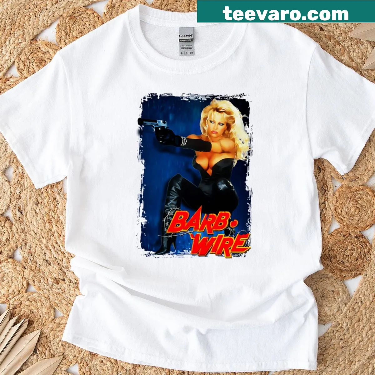 Edgy barb wire design T-shirt with bold lines and intricate detail — on a men's t-shirt