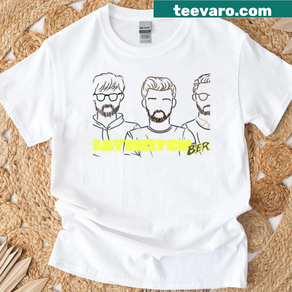 Creative sketch design Baywatch Berlin podcast T-shirt. — on a men's t-shirt