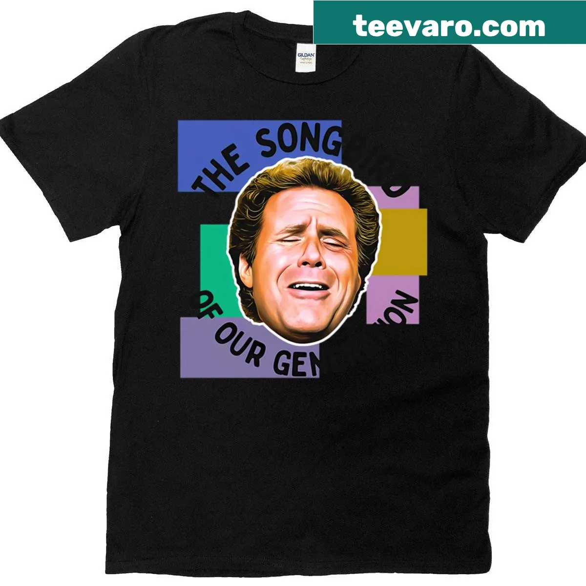 Retro-style tee with humorous beach film elements — on a men's t-shirt