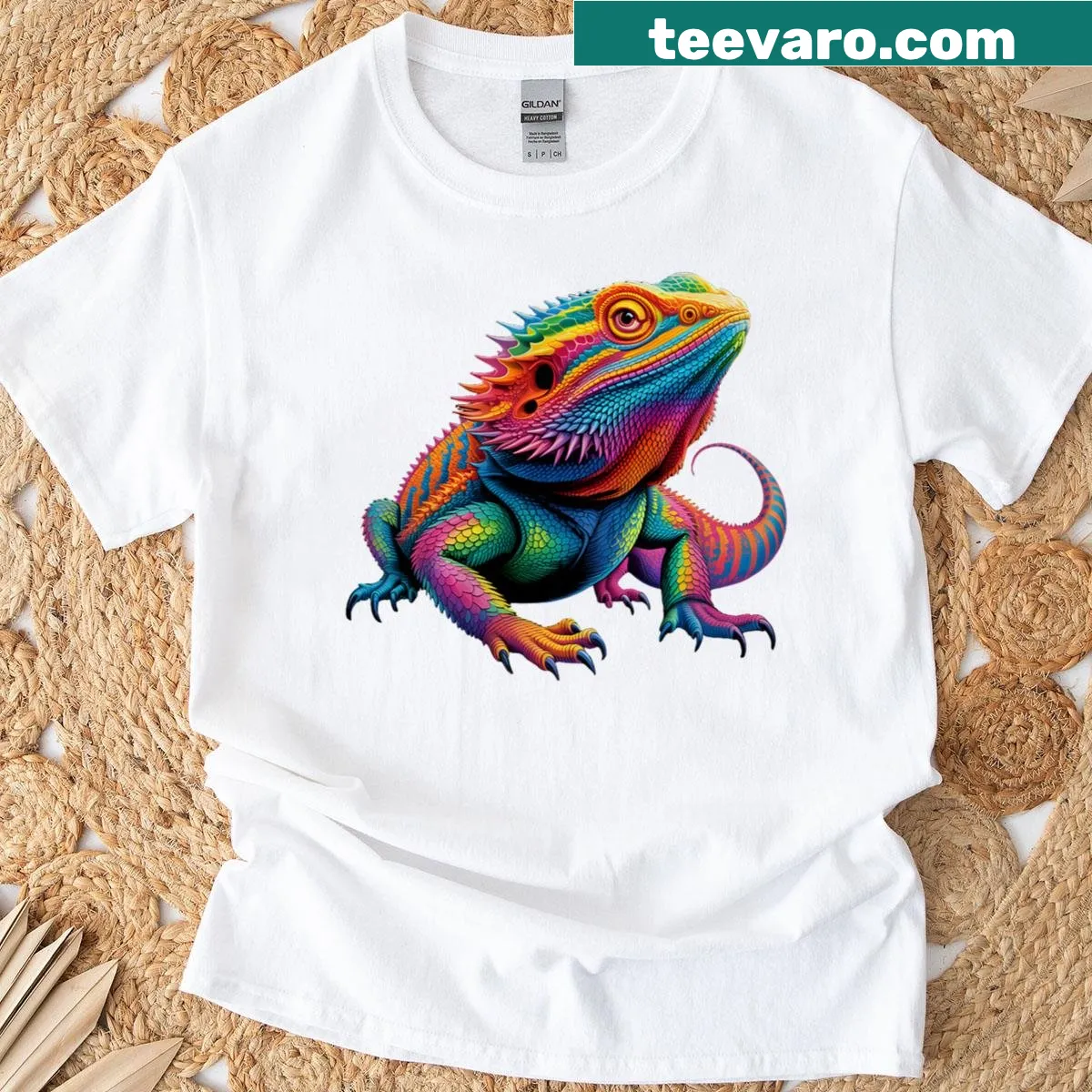Cute bearded dragon illustration T-shirt for reptile lovers — on a men's t-shirt