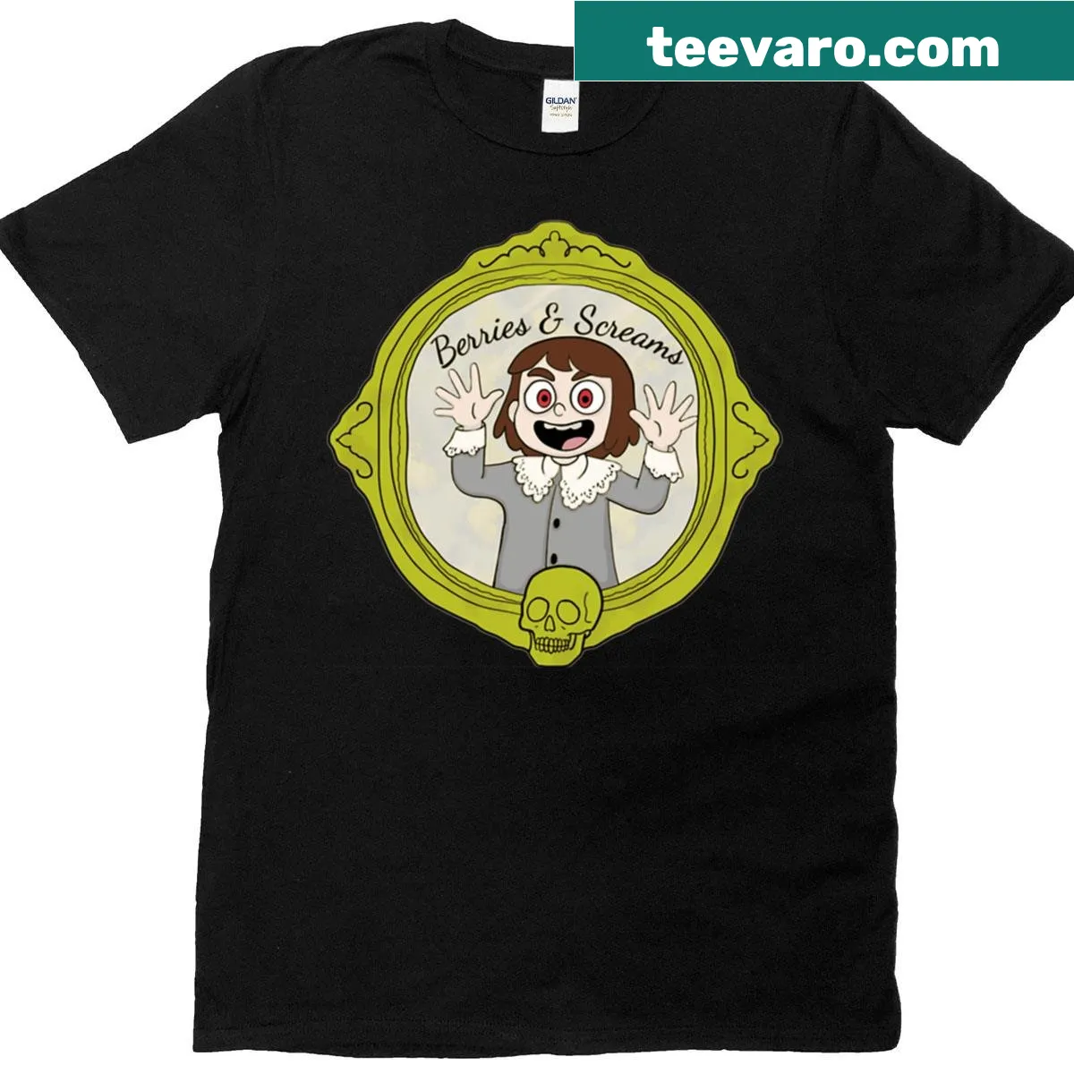Humorous T-shirt with bold typography referencing berries — on a men's t-shirt