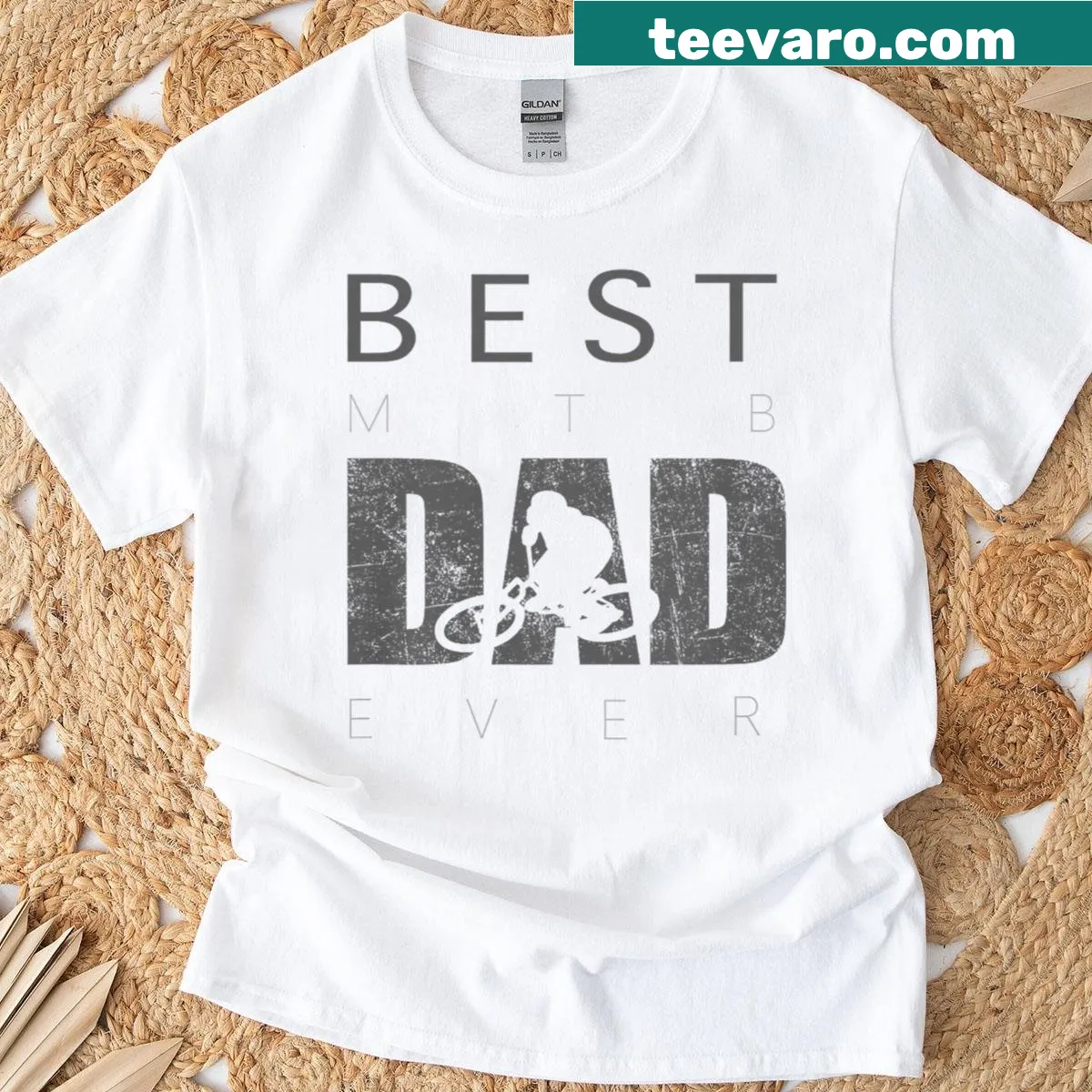 Vintage-style T-shirt for mountain biking dads with proud graphic — on a men's t-shirt