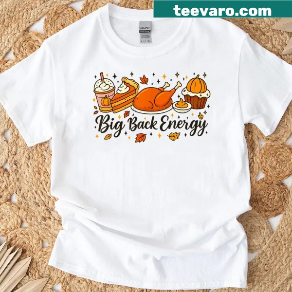 Thanksgiving t-shirt featuring food illustrations and festive theme
