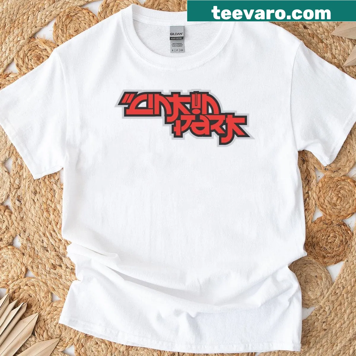 Simple Black Park Red T-shirt featuring text design — on a men's t-shirt