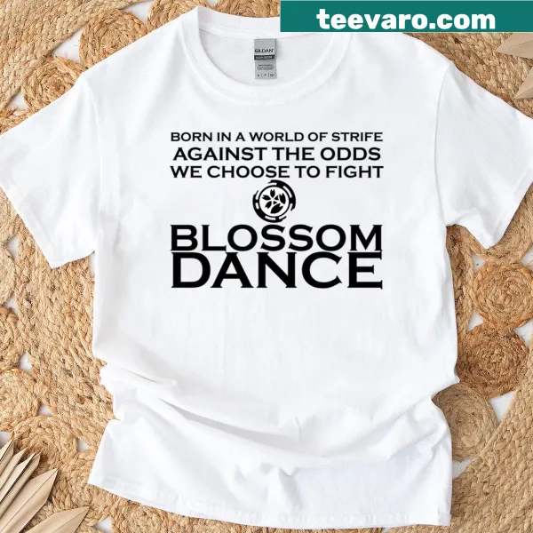 T-shirt featuring a graphic of dancing blossoms in bloom