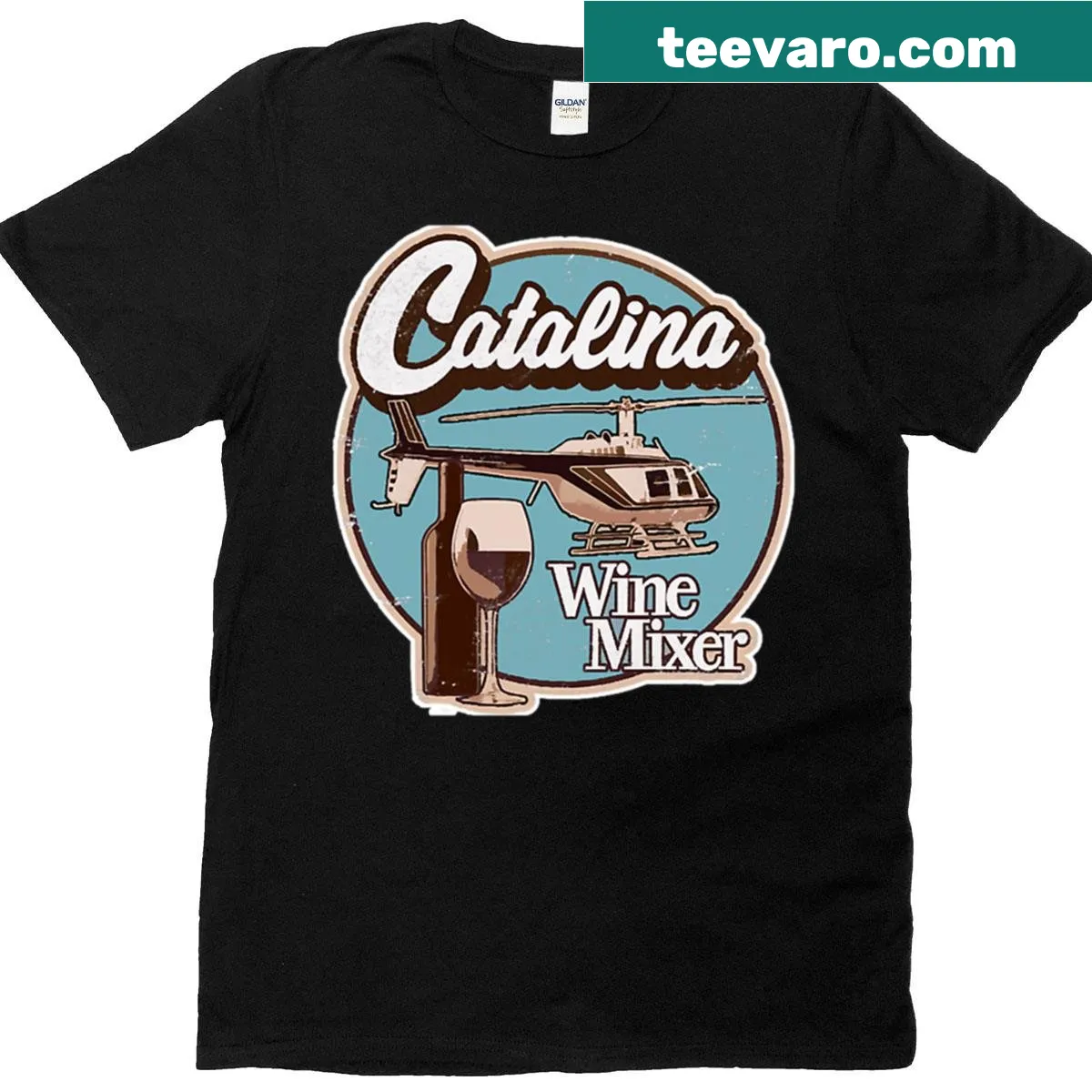 Funny T-shirt referencing the Catalina Wine Mixer — on a men's t-shirt