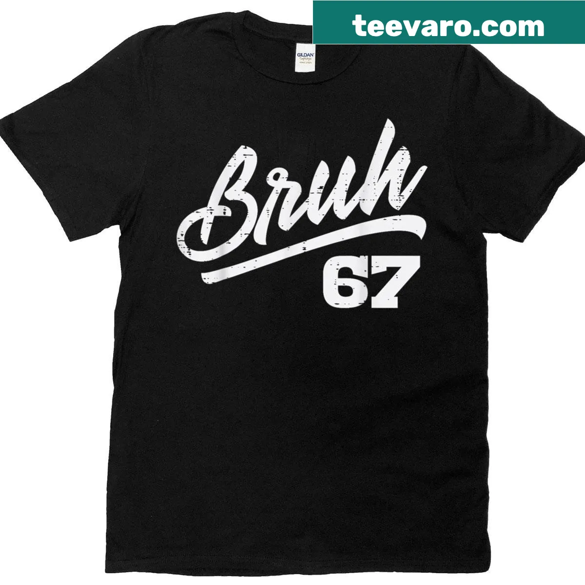 Funny Bruh 67 meme t-shirt for kids — on a men's t-shirt