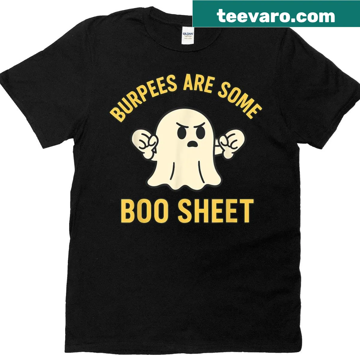 Funny ghost workout T-shirt with humorous fitness phrase — on a men's t-shirt