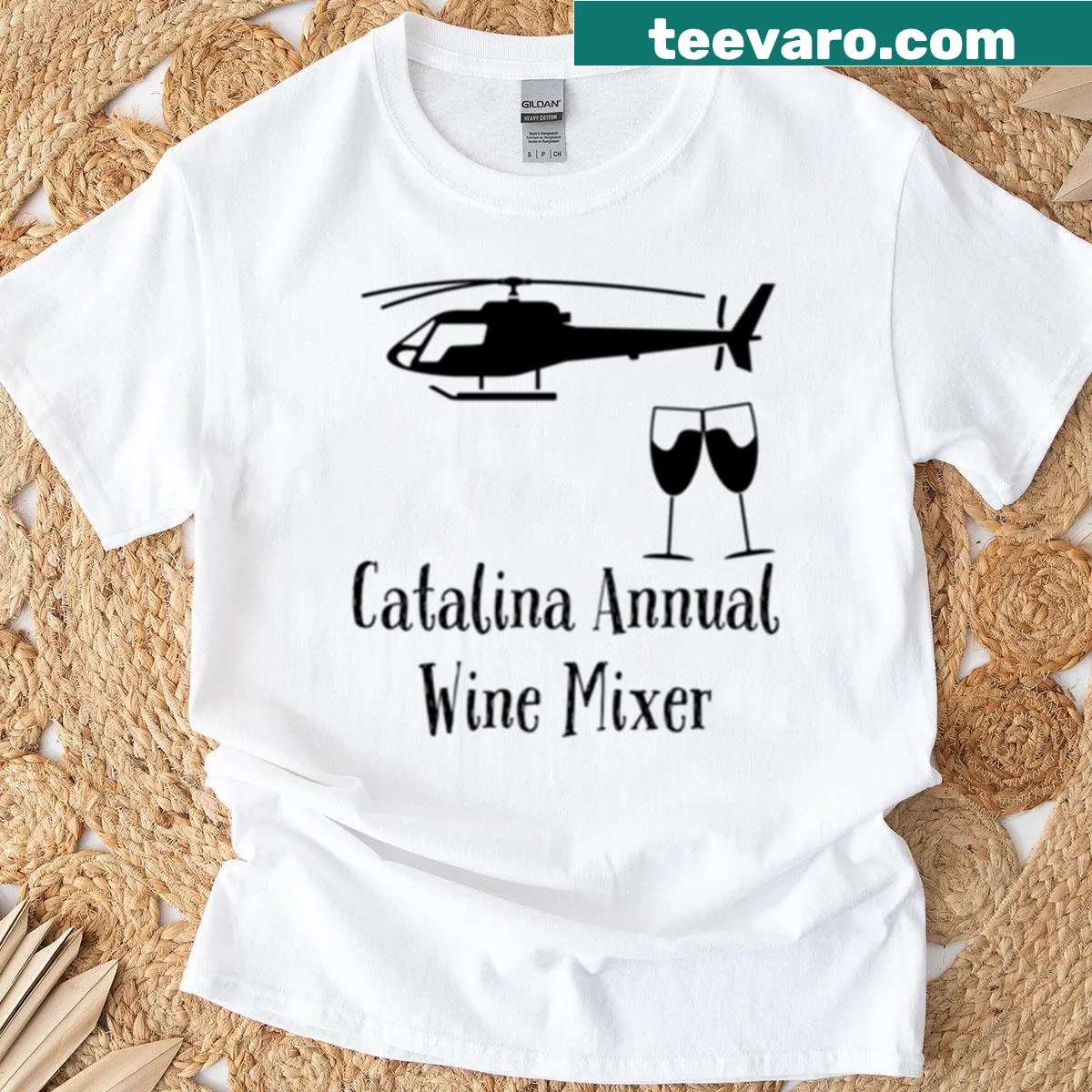 Basic T-shirt with 'Catalina Wine Mixer' text for wine lovers. — on a men's t-shirt