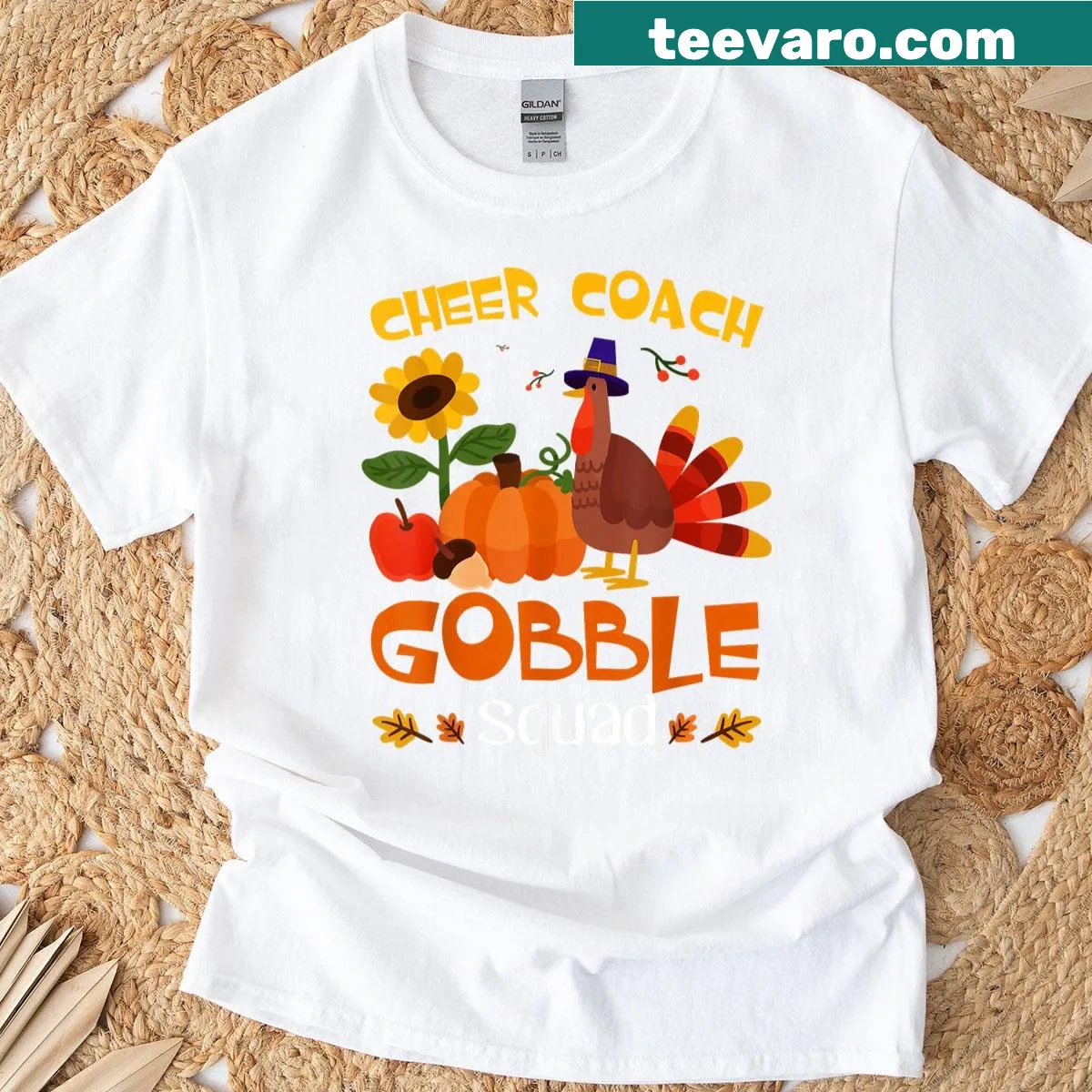 Thanksgiving Gobble Squad turkey t-shirt for cheer coaches — on a men's t-shirt