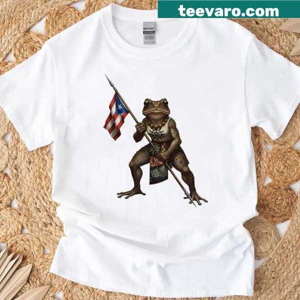 Puerto Rican Coqui frog and Taino symbols graphic t-shirt