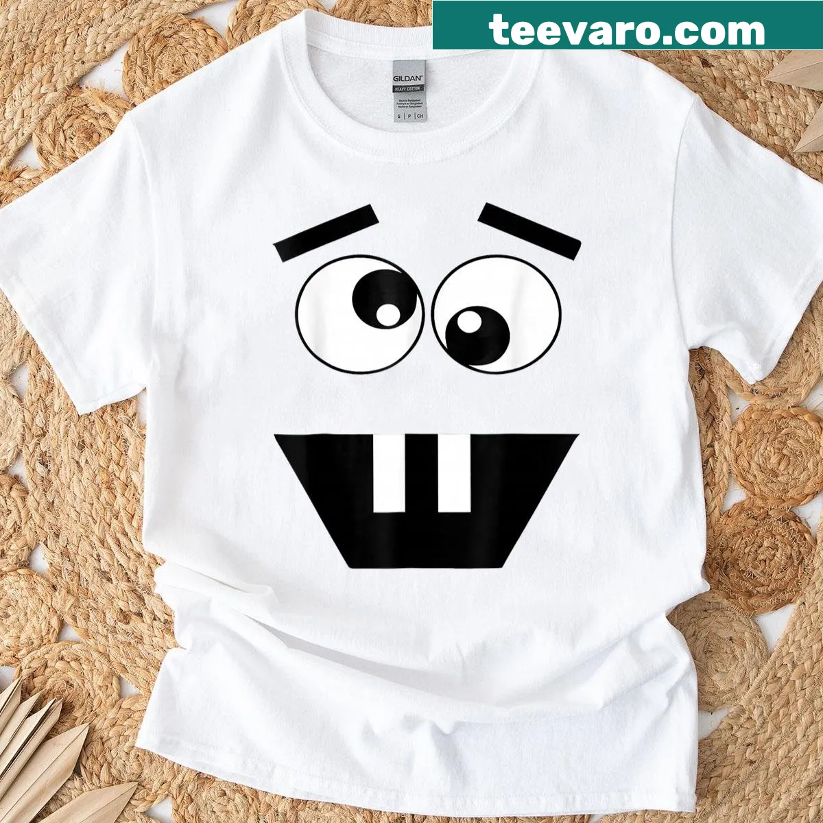 Funny Halloween T-shirt featuring a creepy carrot face illustration — on a men's t-shirt