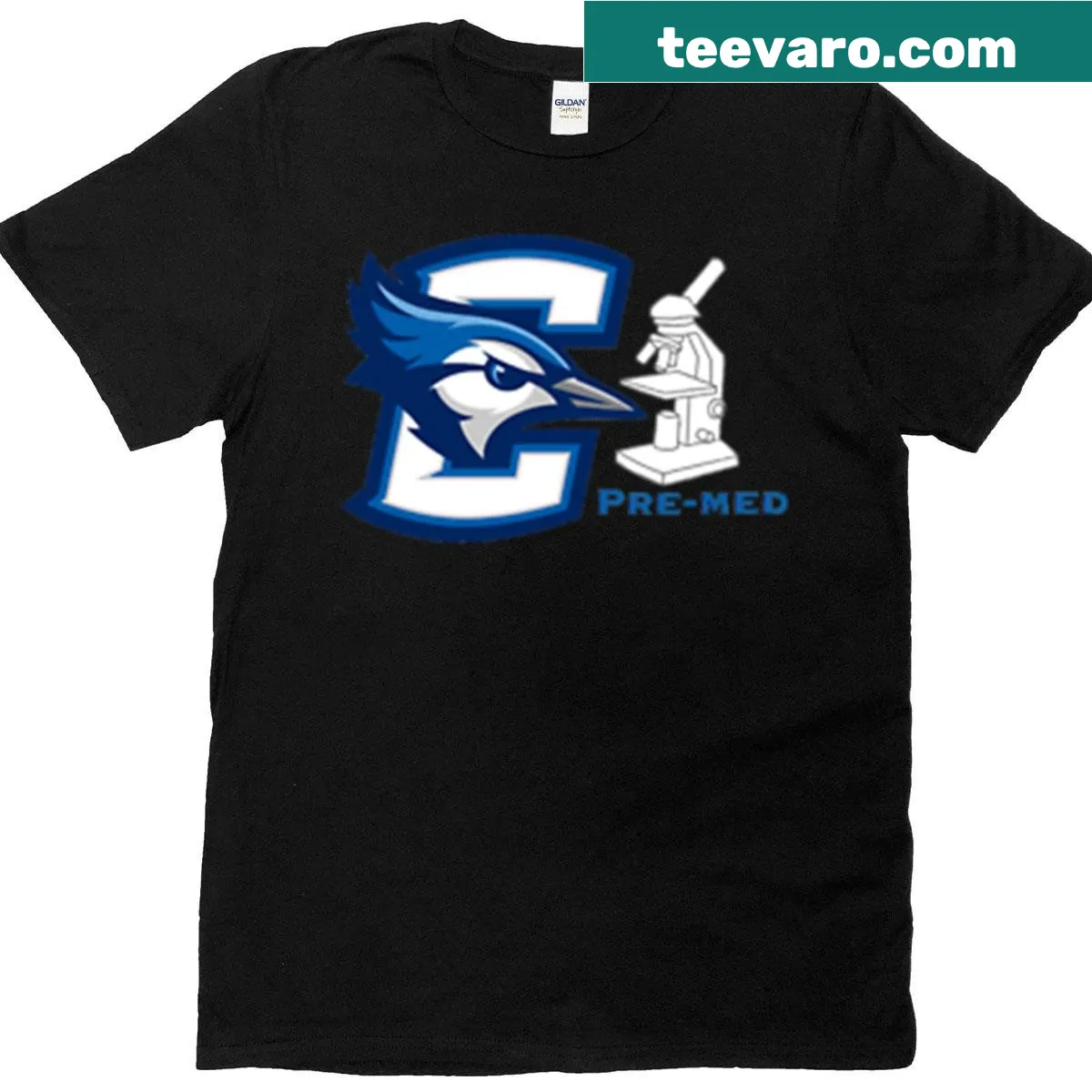 Oversized T-shirt featuring Creighton University Pre-med design — on a men's t-shirt