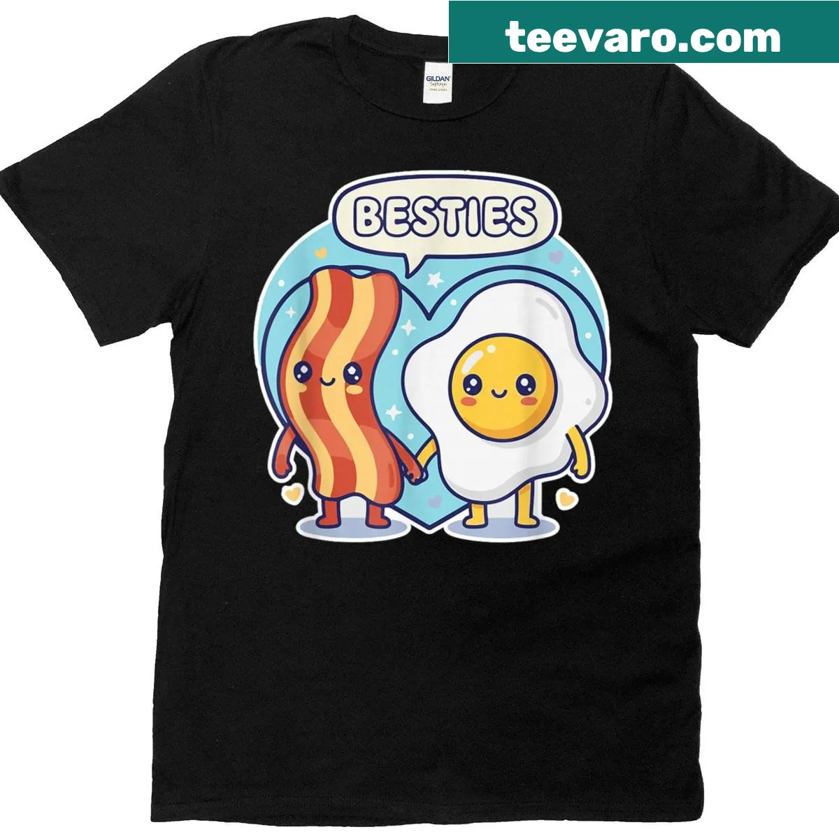 Kawaii bacon and egg graphic T-shirt for friends and couples — on a men's t-shirt