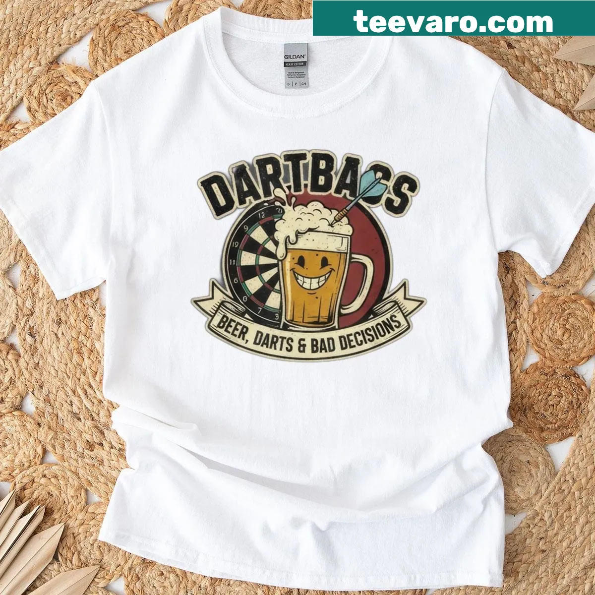 Dartbags logo printed on a T-shirt — on a men's t-shirt