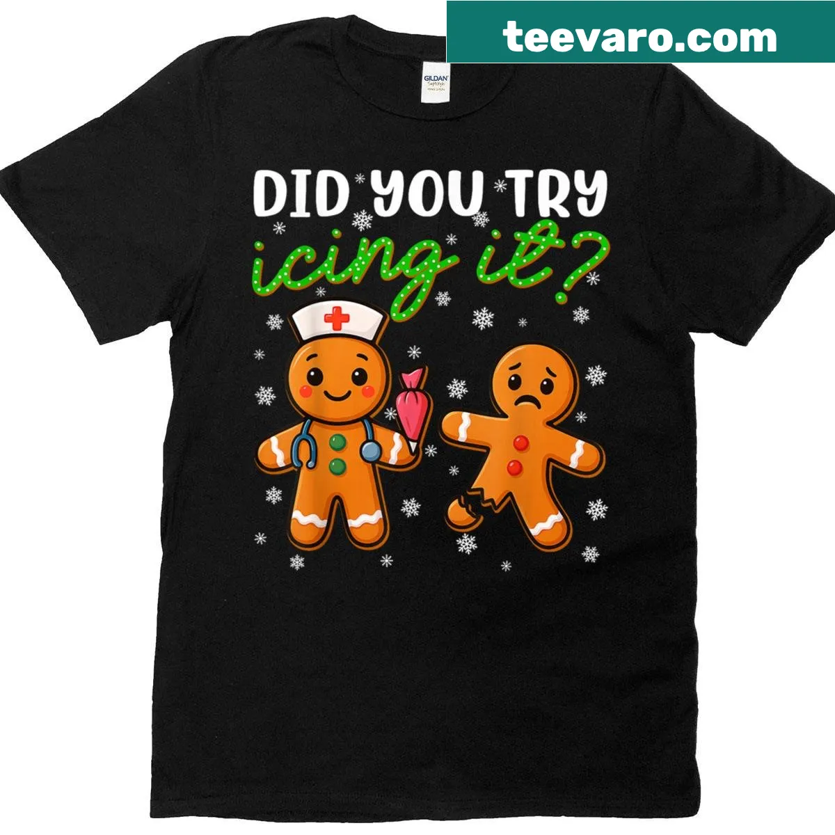 Funny holiday-themed shirt for nurses with 'Did You Try Icing It?' text — on a men's t-shirt